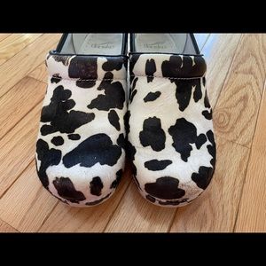 Dansko Cowprint Haircalf clogs